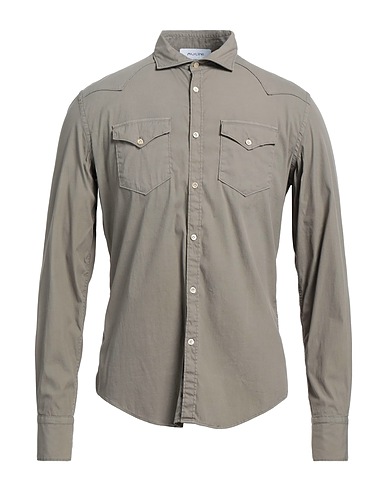 AGLINI Shirts Taupe 78% Cotton, 18% Polyamide, 4% Elastane
