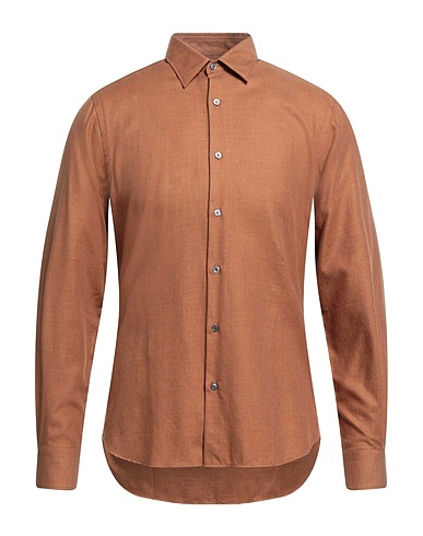 BOGLIOLI Solid colour shirt Camel 100% Cotton