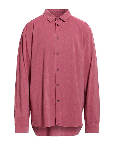 MASON'S Solid color shirt Garnet 98% Cotton, 2% Elastane