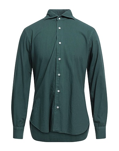DANDYLIFE by BARBA Solid colour shirt Dark green 100% Cotton