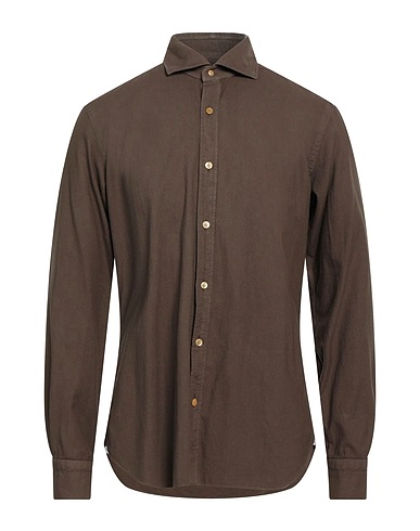 DANDYLIFE by BARBA Solid colour shirt Khaki 100% Cotton