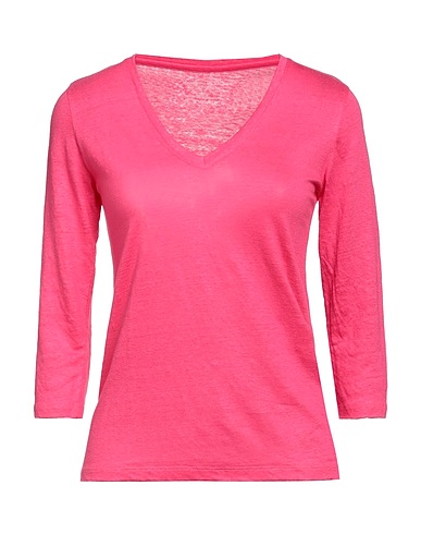 MAJESTIC FILATURES Basic T-shirt Magenta 94% Linen, 6% Elastane
