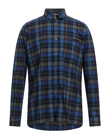 TINTORIA MATTEI 954 Patterned shirt Blue 97% Cotton, 3% Elastane
