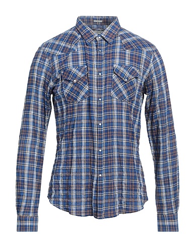 HIMON'S Checked shirt Blue 99% Cotton, 1% Elastane