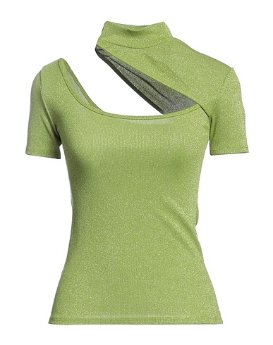 BERNA Polo neck Lime green 33% Polyacrylic, 32% Cotton, 15% Polyamide, 15% Metallic fiber, 5% Elastane