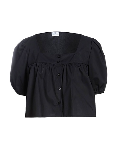 BERNA Solid color shirts & blouses Black 69% Cotton, 28% Polyamide, 3% Elastane
