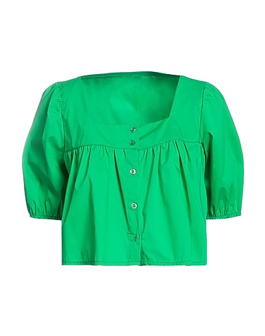 BERNA Solid color shirts & blouses Green 69% Cotton, 28% Polyamide, 3% Elastane