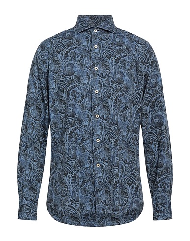 ALESSANDRO GHERARDI Patterned shirt Slate blue 100% Cotton