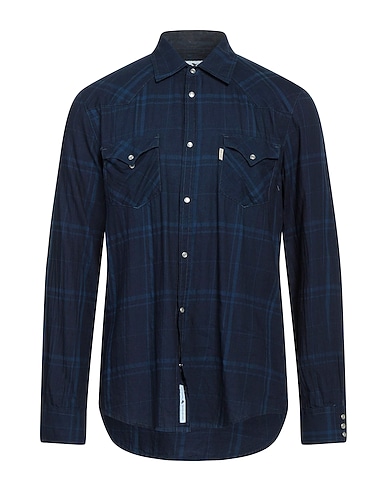 BARMAS Checked shirt Navy blue 100% Cotton