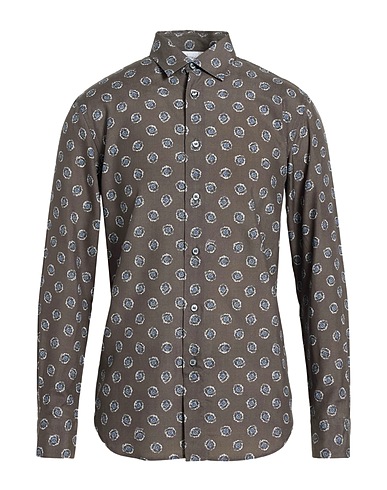 BRIONI Camicia fantasia Khaki 100% Seta