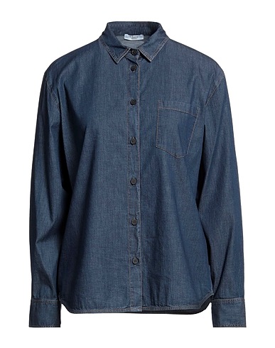 PESERICO Solid colour shirts & blouses Navy blue 98% Cotton, 2% Elastane