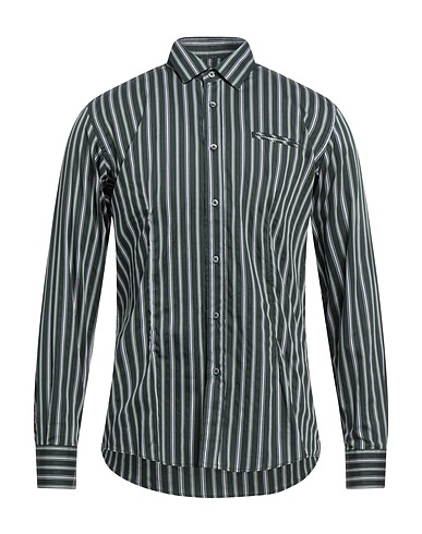 GREY DANIELE ALESSANDRINI Striped shirt Dark green 100% Cotton