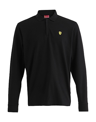 SCUDERIA FERRARI Polo shirt Black 95% Cotton, 5% Elastane