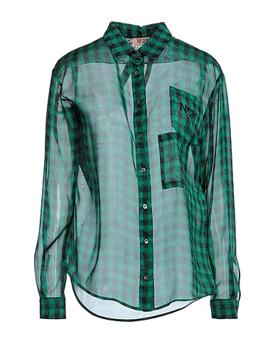 N°21 Camicia a quadri Verde 100% Seta, Acetato