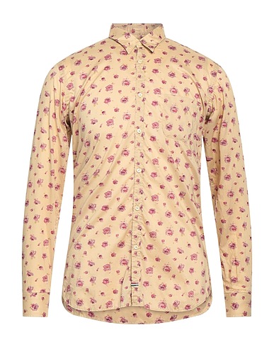 CALIBAN Patterned shirt Beige 100% Cotton