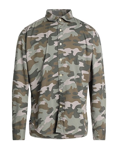 AGHO Camicia fantasia Verde militare 97% Cotone, 3% Elastan