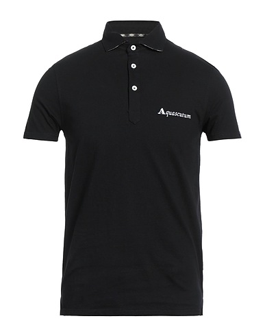 AQUASCUTUM ACTIVE Polo shirt Black 95% Cotton, 5% Elastane