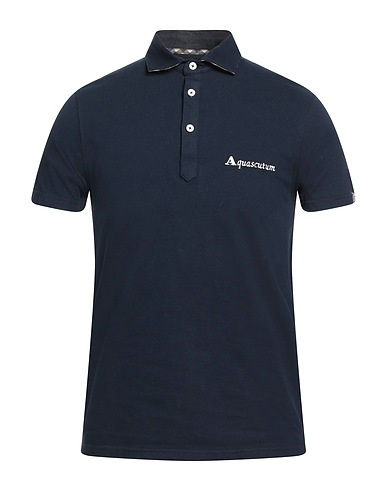 AQUASCUTUM ACTIVE Polo shirt Navy blue 95% Cotton, 5% Elastane