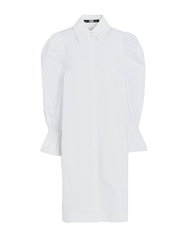 KARL LAGERFELD Shirt dress HUN'S PICK PUFFY POPLIN DRESS
 White 100% Organic cotton