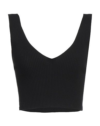 P.A.R.O.S.H. Crop top Black 82% Viscose, 18% Polyurea