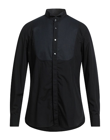 LARDINI Solid colour shirt Black 100% Cotton