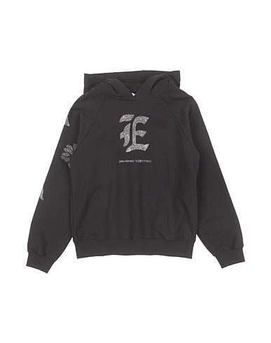 ERMANNO SCERVINO JUNIOR Hooded track jacket  Black 94% Cotton, 6% Elastane
