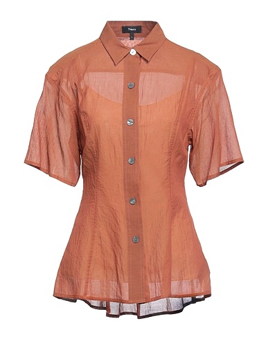 THEORY Camicie e bluse tinta unita Marrone 100% Cotone, Poliestere