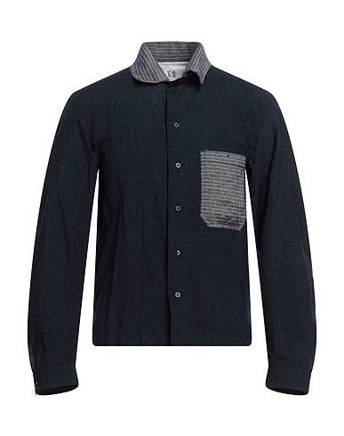 NOVEMB3R Checked shirt Midnight blue 54% Cotton, 46% Linen