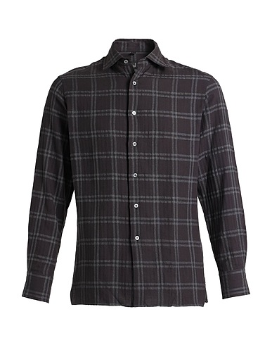 DUNHILL Checked shirt Black 74% Cotton, 17% Polyester, 9% Rayon