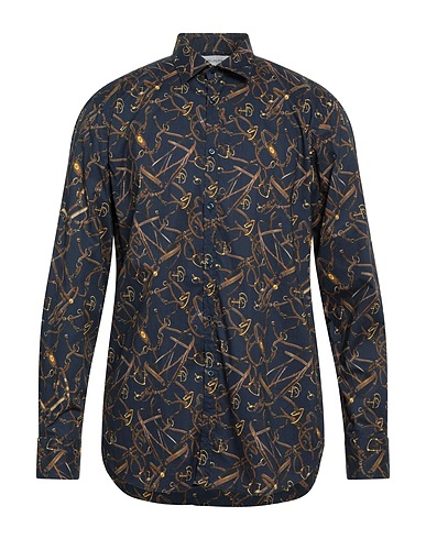 AGLINI Patterned shirt Midnight blue 100% Cotton