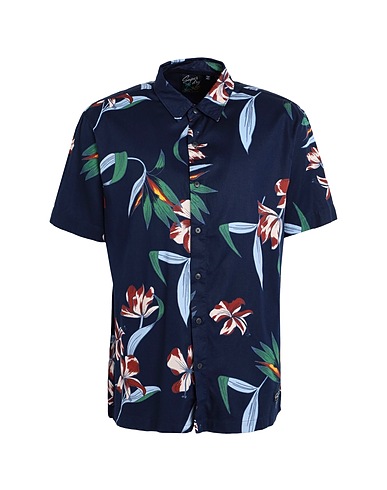 SUPERDRY Patterned shirt Navy blue 70% Modal, 30% Cotton