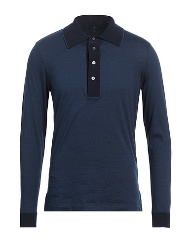 DUNHILL Polo shirt Midnight blue 85% Cotton, 15% Cashmere