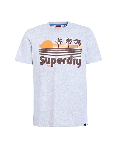 SUPERDRY T-shirt Light grey 62% Recycled cotton, 38% Recycled polyester