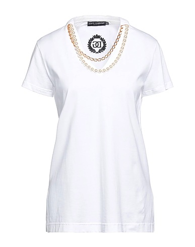 DOLCE&GABBANA TOPWEAR White 100% Cotton, Crystal, Brass, Viscose