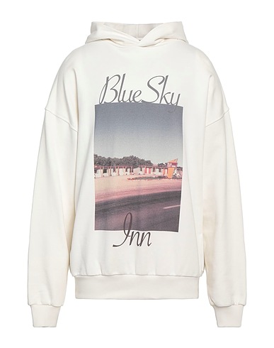 BLUE SKY INN Hooded track jacket  Ivory 100% Cotton, Elastane