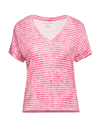 MAJESTIC FILATURES T-shirt Magenta 94% Linen, 6% Elastane