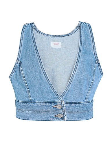 LEVI'S Bustier RAINE DENIM CROP TOP WORN IN
 Blue 100% Cotton
