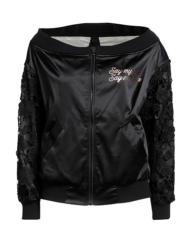 HAPPINESS Sweatshirt Black 55% Polyester, 42% Cotton, 3% Elastane