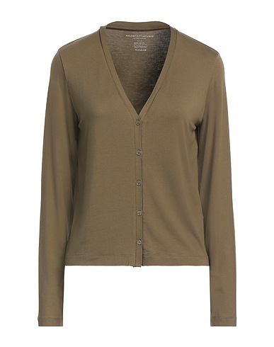 MAJESTIC FILATURES Cardigan Verde militare 94% Lino, 6% Elastan