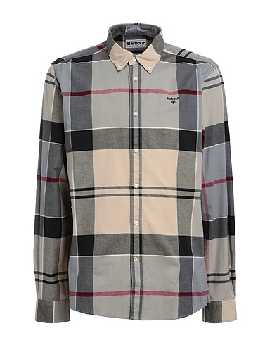BARBOUR Checked shirt Beige 97% Cotton, 3% Elastane