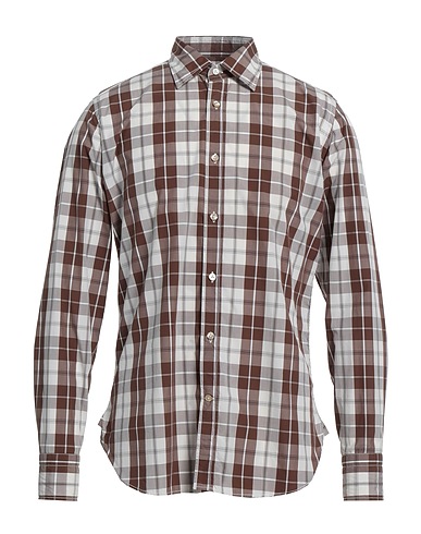 GUGLIELMINOTTI Checked shirt Brown 100% Cotton
