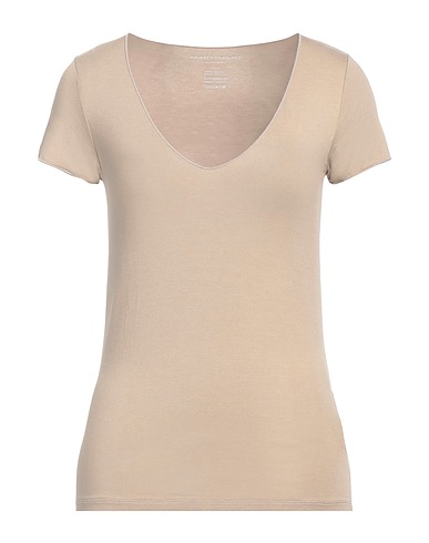 MAJESTIC FILATURES Basic T-Shirt Beige 94% Viscose, 6% Elastane