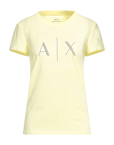 ARMANI EXCHANGE T-shirt Pastel yellow 95% Cotton, 5% Elastane