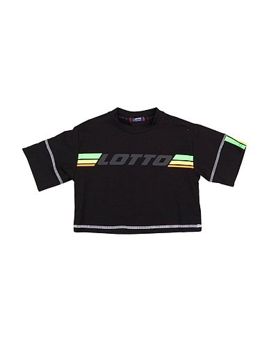 LOTTO T-shirt Black 96% Cotton, 4% Elastane