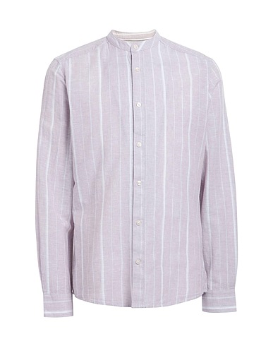 ONLY & SONS Camicia a righe Rosa chiaro 55% Cotone, 45% Lino