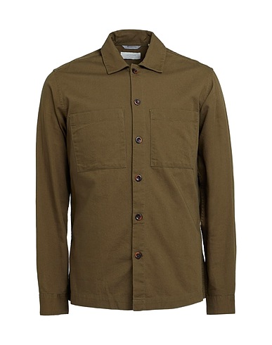 JACK & JONES Solid colour shirt Military green 100% Cotton