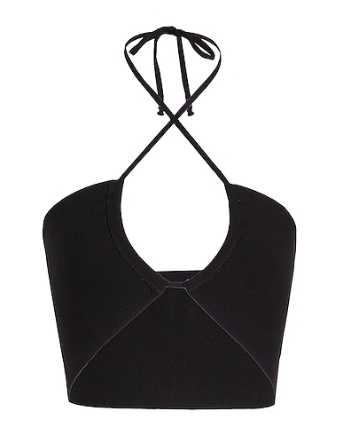 8 by YOOX Crop top VISCOSE BLEND TWIST STRAP KNIT TOP
 Black 90% Viscose, 10% Polyester