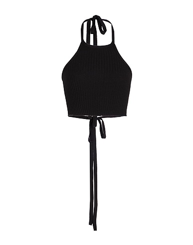 8 by YOOX Crop top KNITTED HALTER OPEN-BACK TOP
 Black 90% Viscose, 10% Polyester