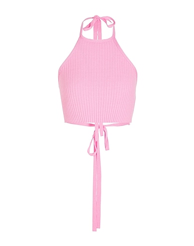 8 by YOOX Crop top KNITTED HALTER OPEN-BACK TOP
 Pink 90% Viscose, 10% Polyester