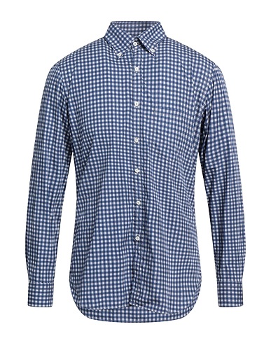 GHERARDINI Checked shirt Slate blue 100% Cotton